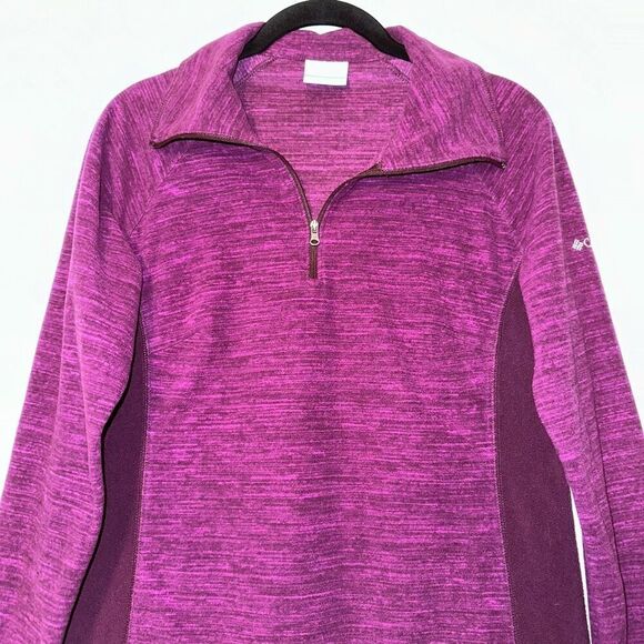 Columbia Womens Purple Fuchsia Fleece Quarter Zip Sweatshirt Size Medium - Picture 3 of 12
